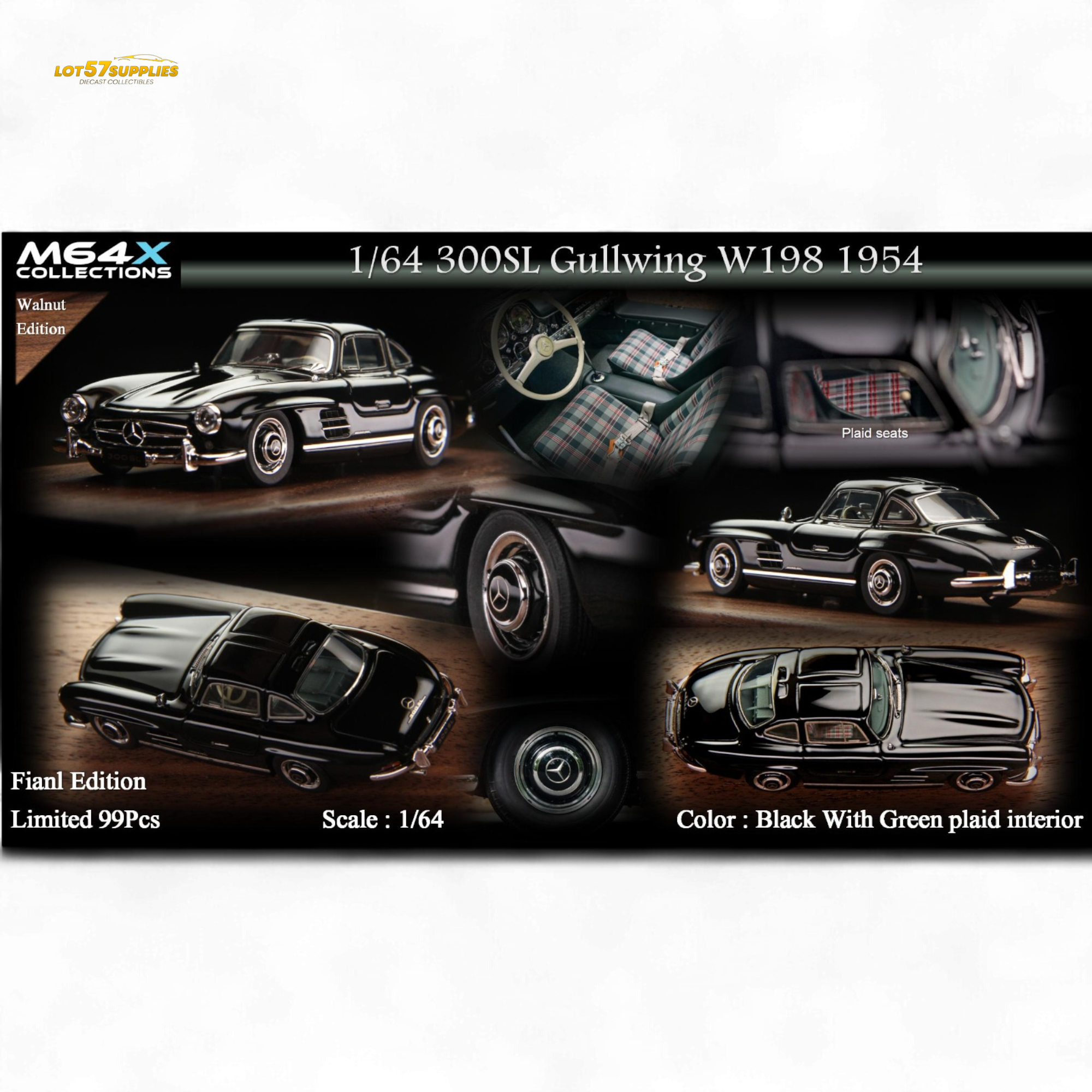 M64X 1:64 300SL W198 1954 Final Edition – Black Limited to 99 Pcs Main image