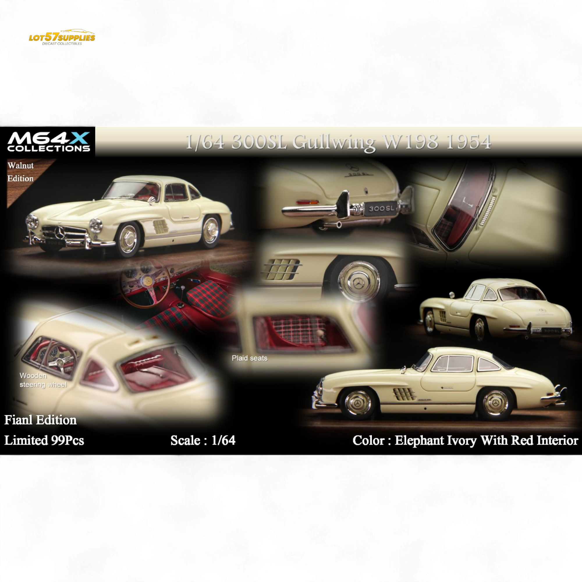 M64X 1:64 300SL W198 1954 Final Edition – Elephant Ivory Limited to 99 Pcs Main image
