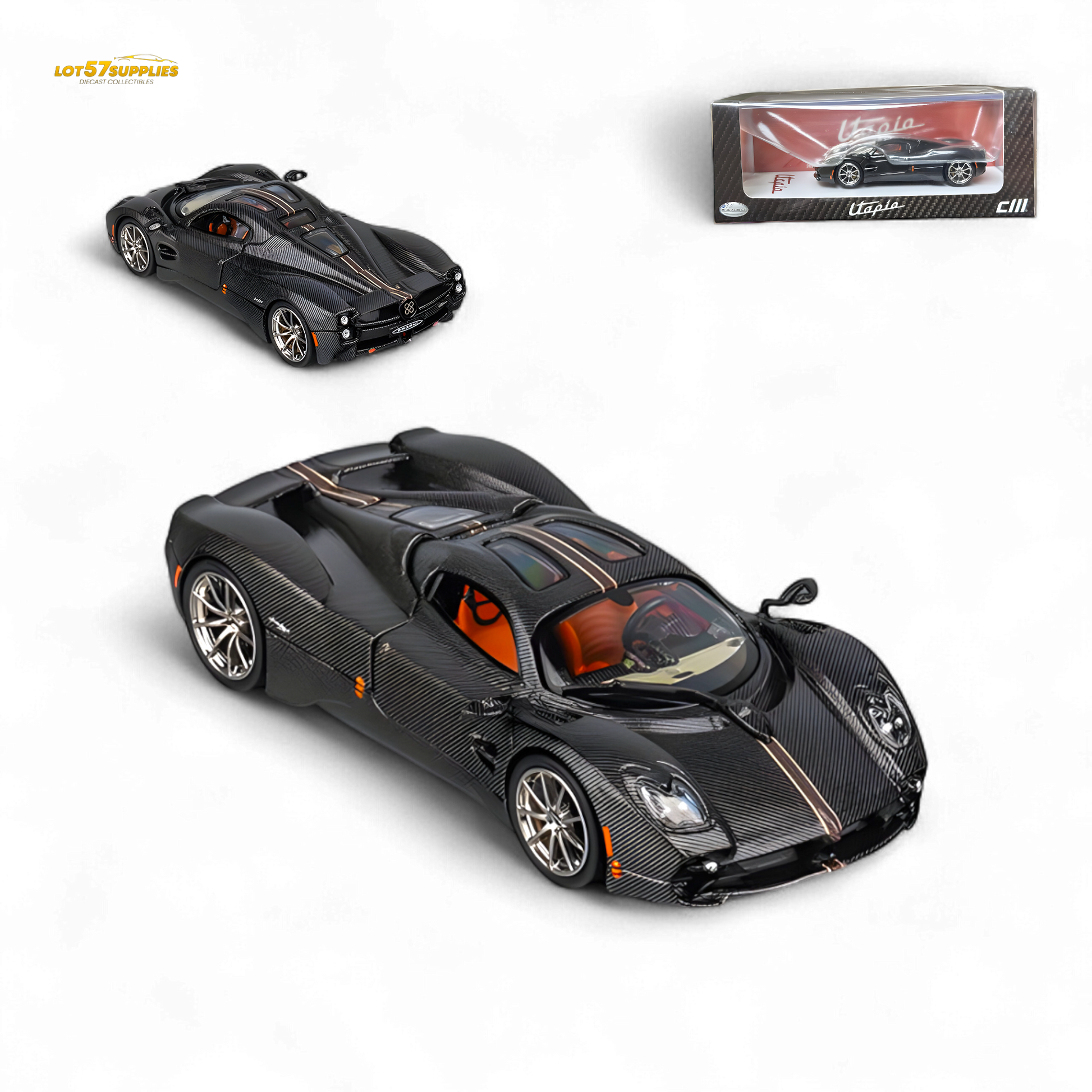 CM MODEL Pagani Utopia Fullcarbon - Red Stripe 1:64