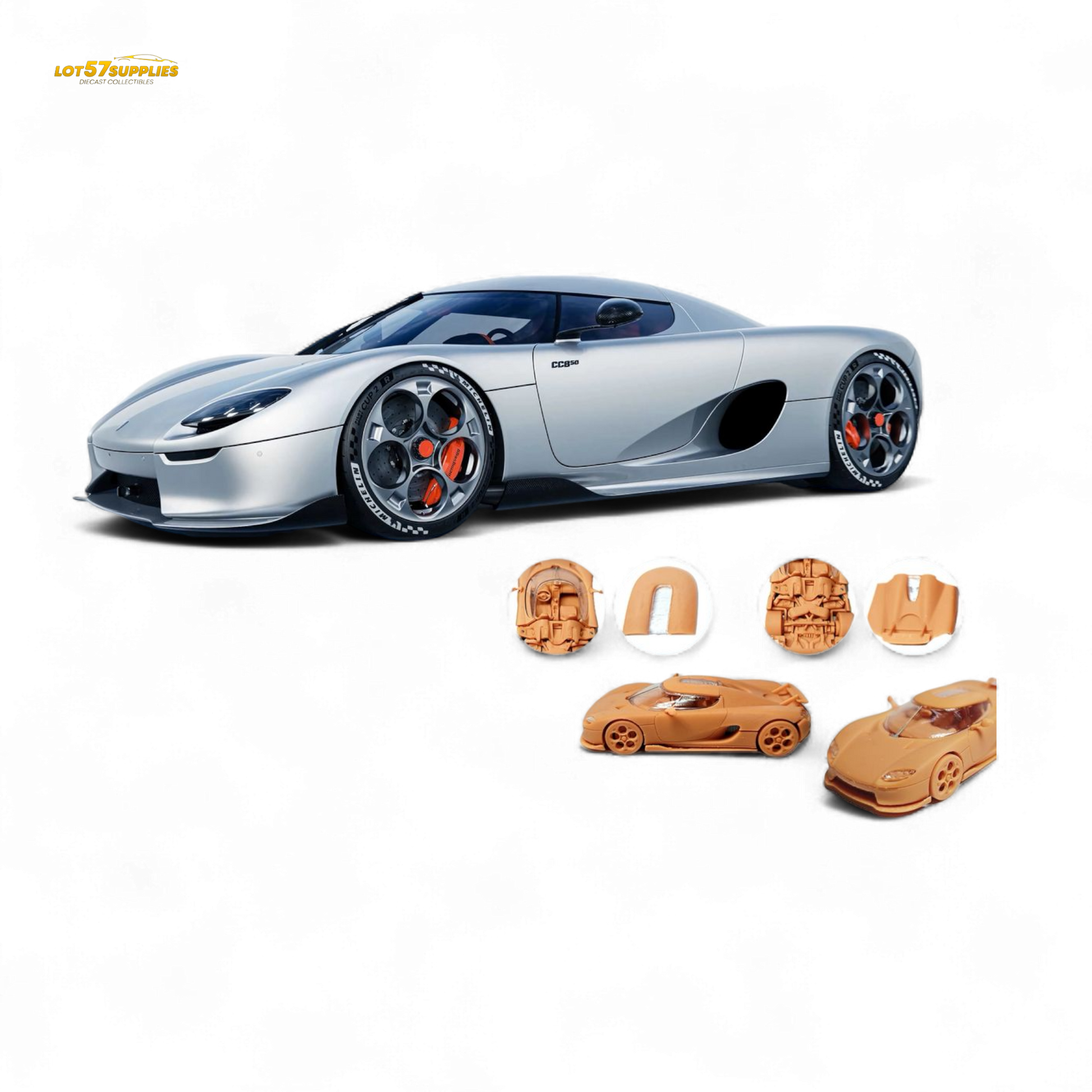 (Pre-Order) Rhino Model RM CC850 (Magnetic structure of engine hood) - Silver 1/64