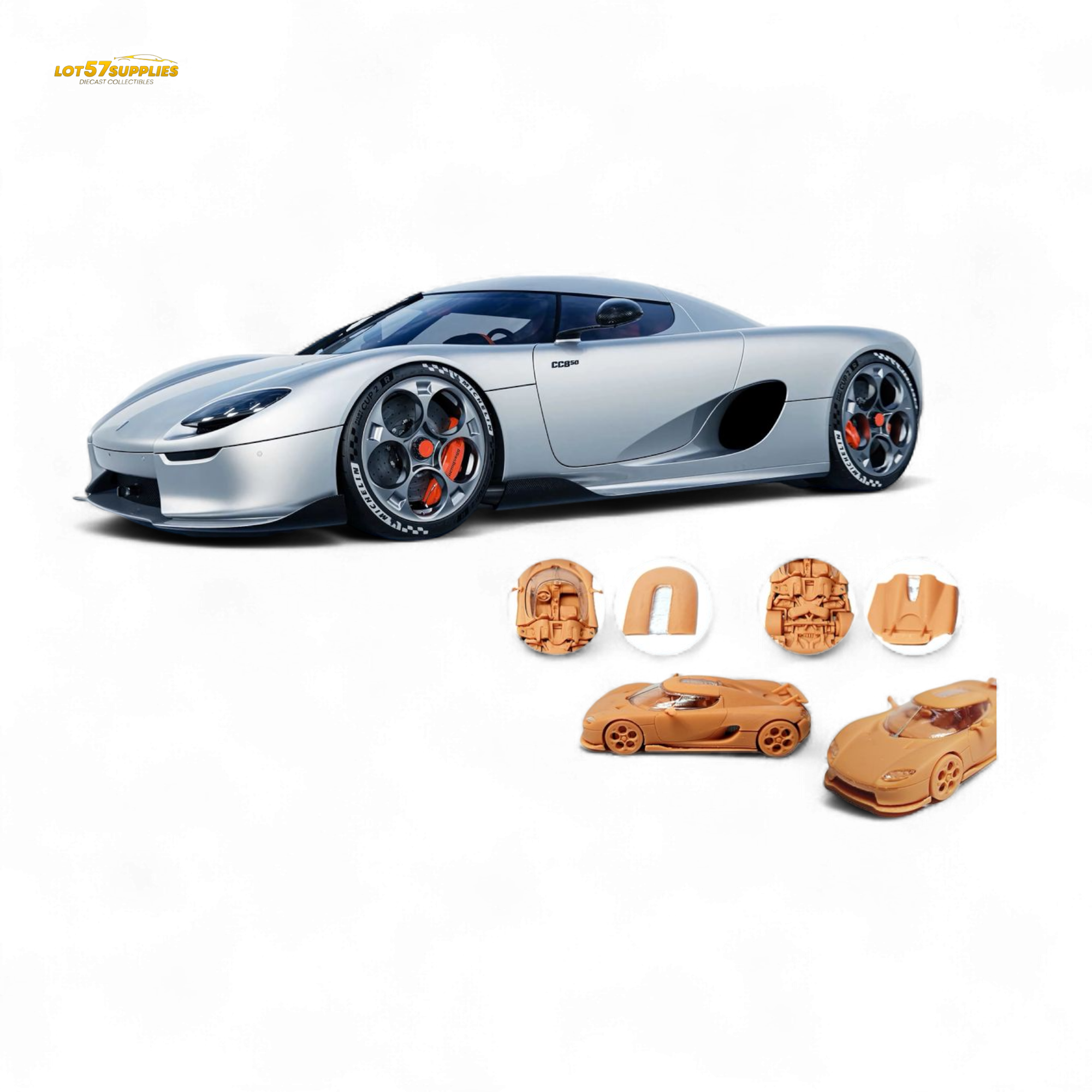 (Pre-Order) Rhino Model RM CC850 (Magnetic structure of engine hood) - Silver 1/64 - Collectors World Toys