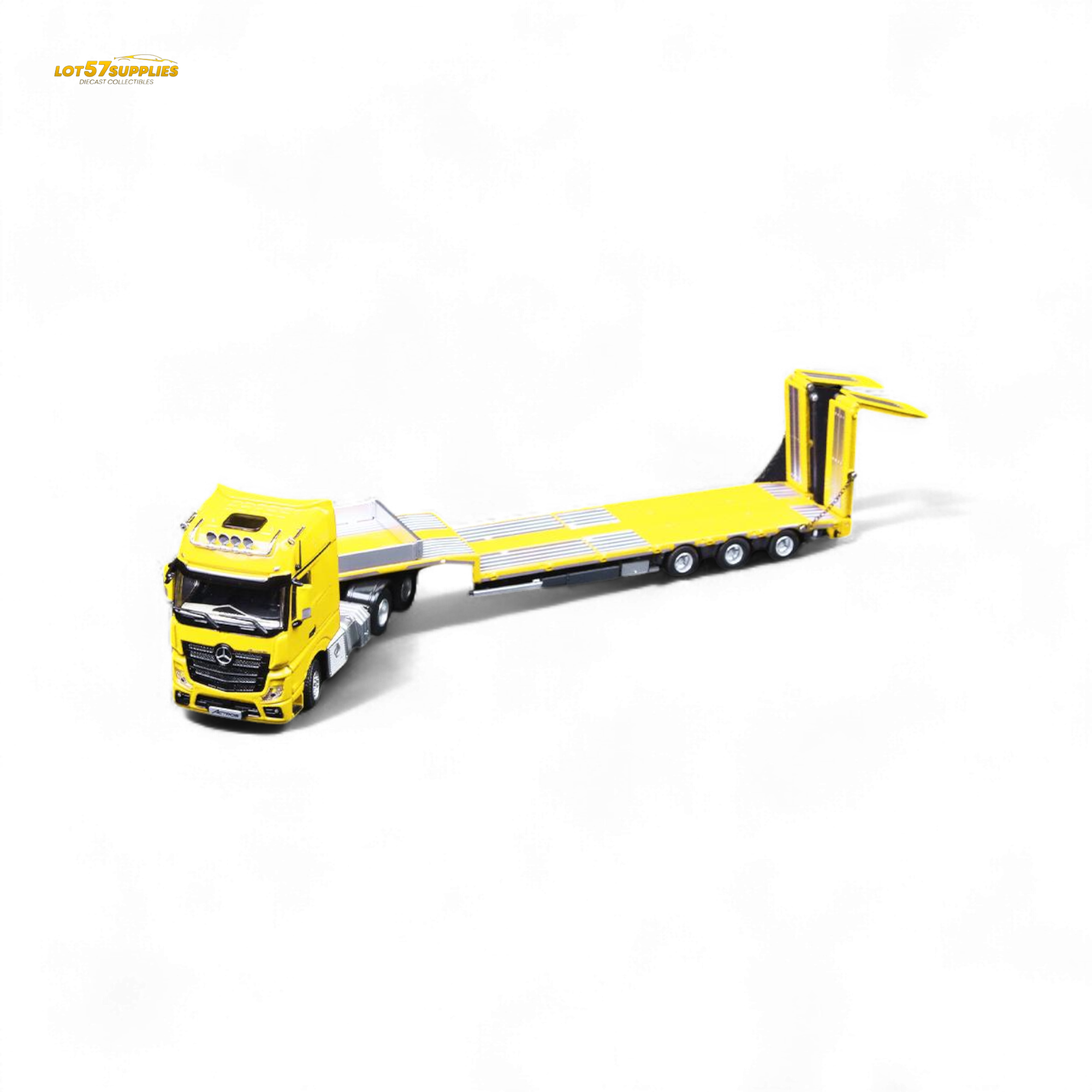 (Pre-Order) TimeMicro & Perka BENZ FLATBED TRANSPORT VEHICLE - Yellow 1/64 - Collectors World Toys