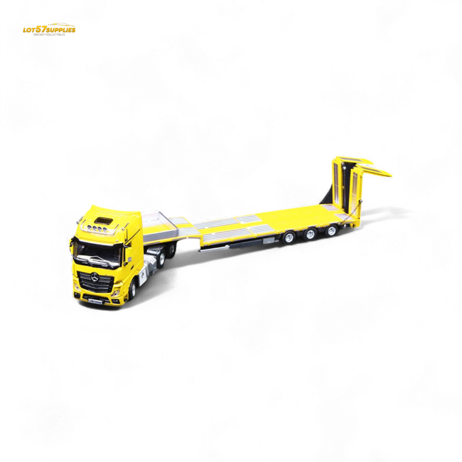 (Pre-Order) TimeMicro & Perka BENZ FLATBED TRANSPORT VEHICLE - Yellow 1/64 - Collectors World Toys Hover Image