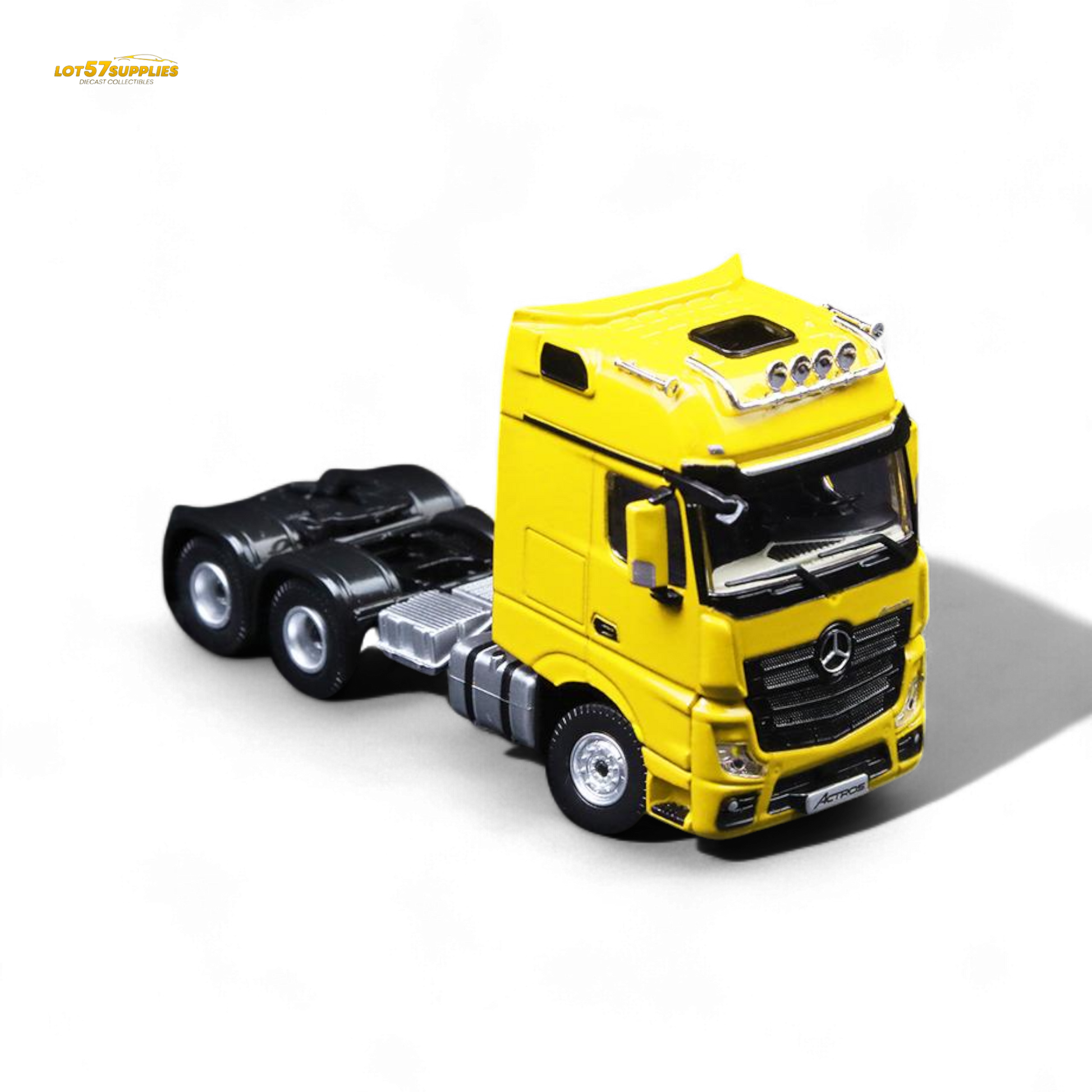 (Pre-Order) TimeMicro & Perka BENZ FLATBED TRANSPORT VEHICLE - Yellow 1/64