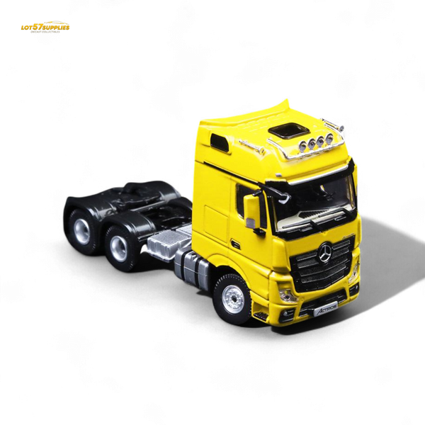 (Pre-Order) TimeMicro & Perka BENZ FLATBED TRANSPORT VEHICLE - Yellow 1/64