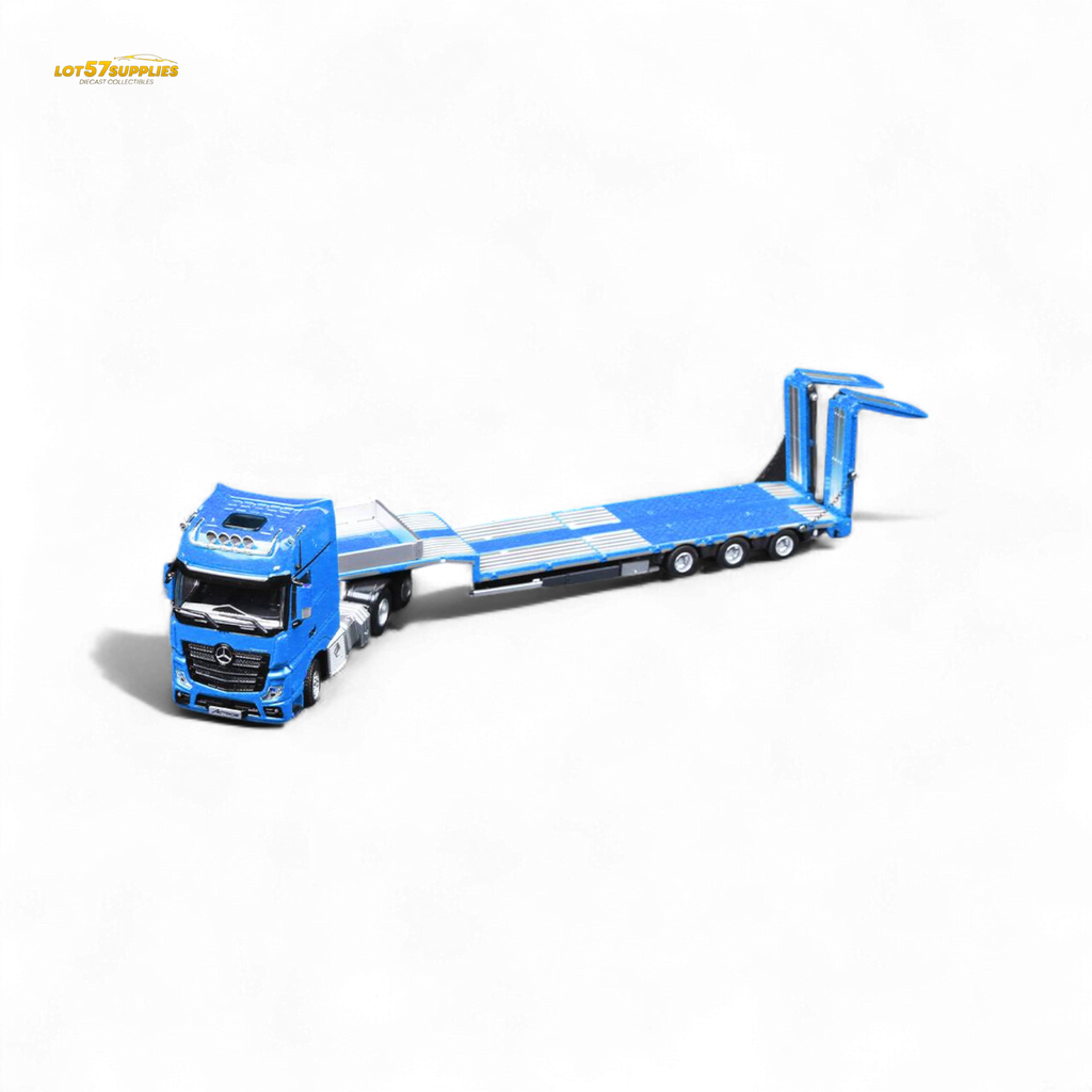 (Pre-Order) TimeMicro & Perka BENZ FLATBED TRANSPORT VEHICLE - Blue 1/64 - Collectors World Toys