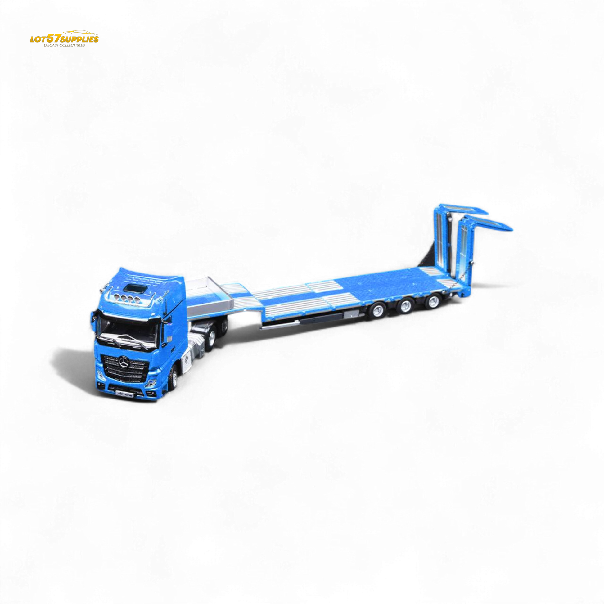 (Pre-Order) TimeMicro & Perka BENZ FLATBED TRANSPORT VEHICLE - Blue 1/64