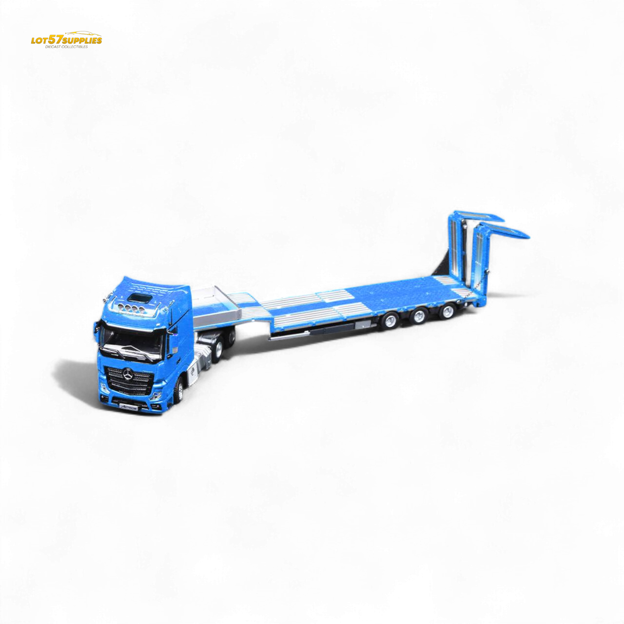 (Pre-Order) TimeMicro & Perka BENZ FLATBED TRANSPORT VEHICLE - Blue 1/64 - Collectors World Toys