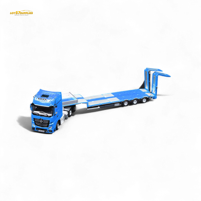 (Pre-Order) TimeMicro & Perka BENZ FLATBED TRANSPORT VEHICLE - Blue 1/64 - Collectors World Toys Hover Image