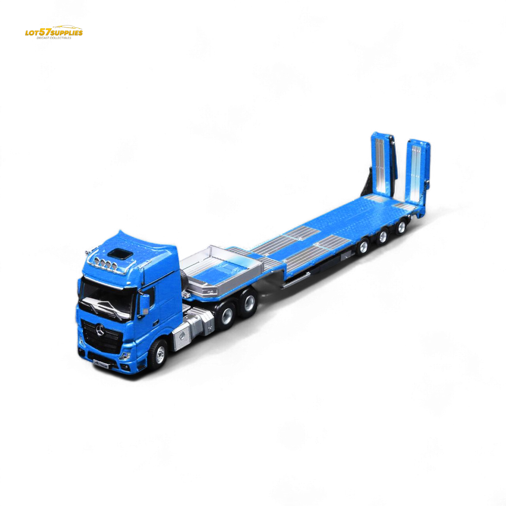 (Pre-Order) TimeMicro & Perka BENZ FLATBED TRANSPORT VEHICLE - Blue 1/64 - Collectors World Toys