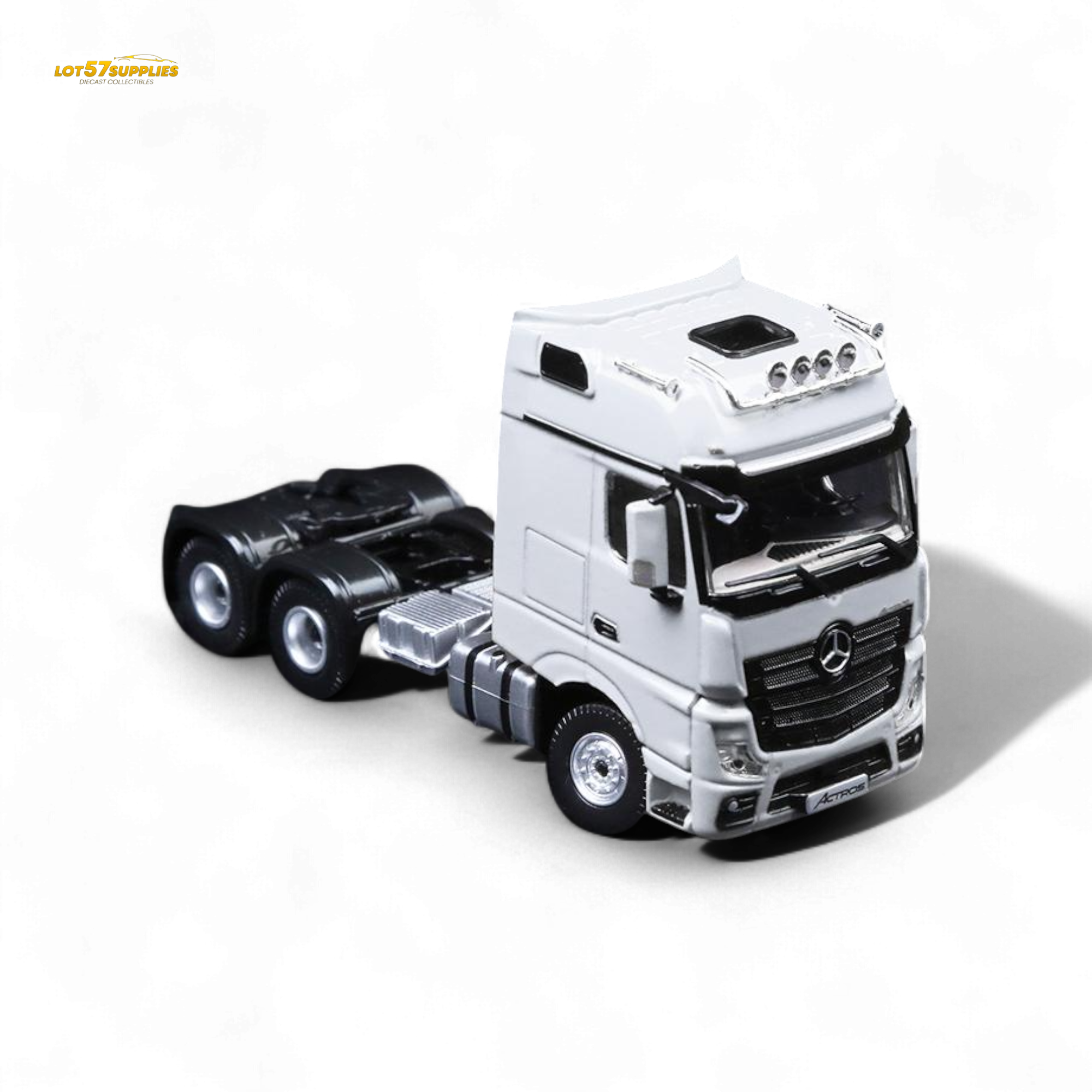 (Pre-Order) TimeMicro & Perka BENZ FLATBED TRANSPORT VEHICLE - White 1/64 - Collectors World Toys