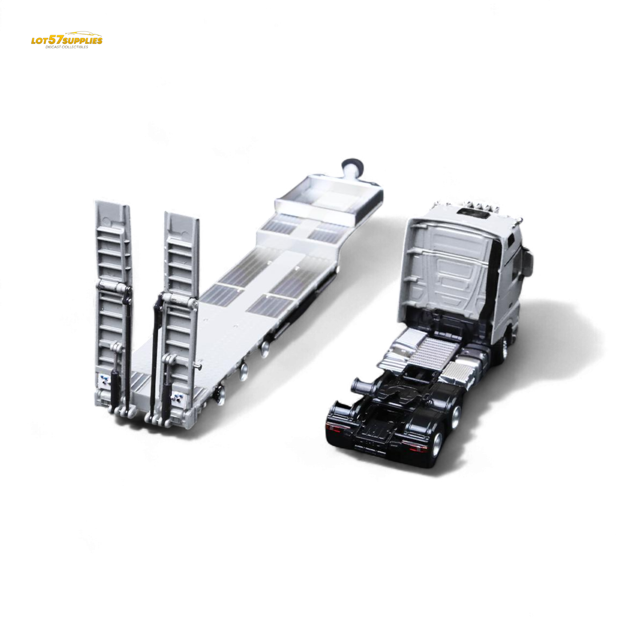 (Pre-Order) TimeMicro & Perka BENZ FLATBED TRANSPORT VEHICLE - White 1/64 - Collectors World Toys