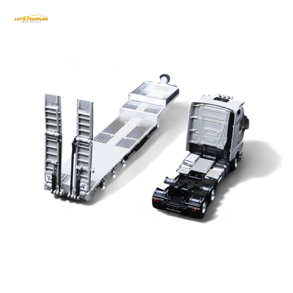 (Pre-Order) TimeMicro & Perka BENZ FLATBED TRANSPORT VEHICLE - White 1/64