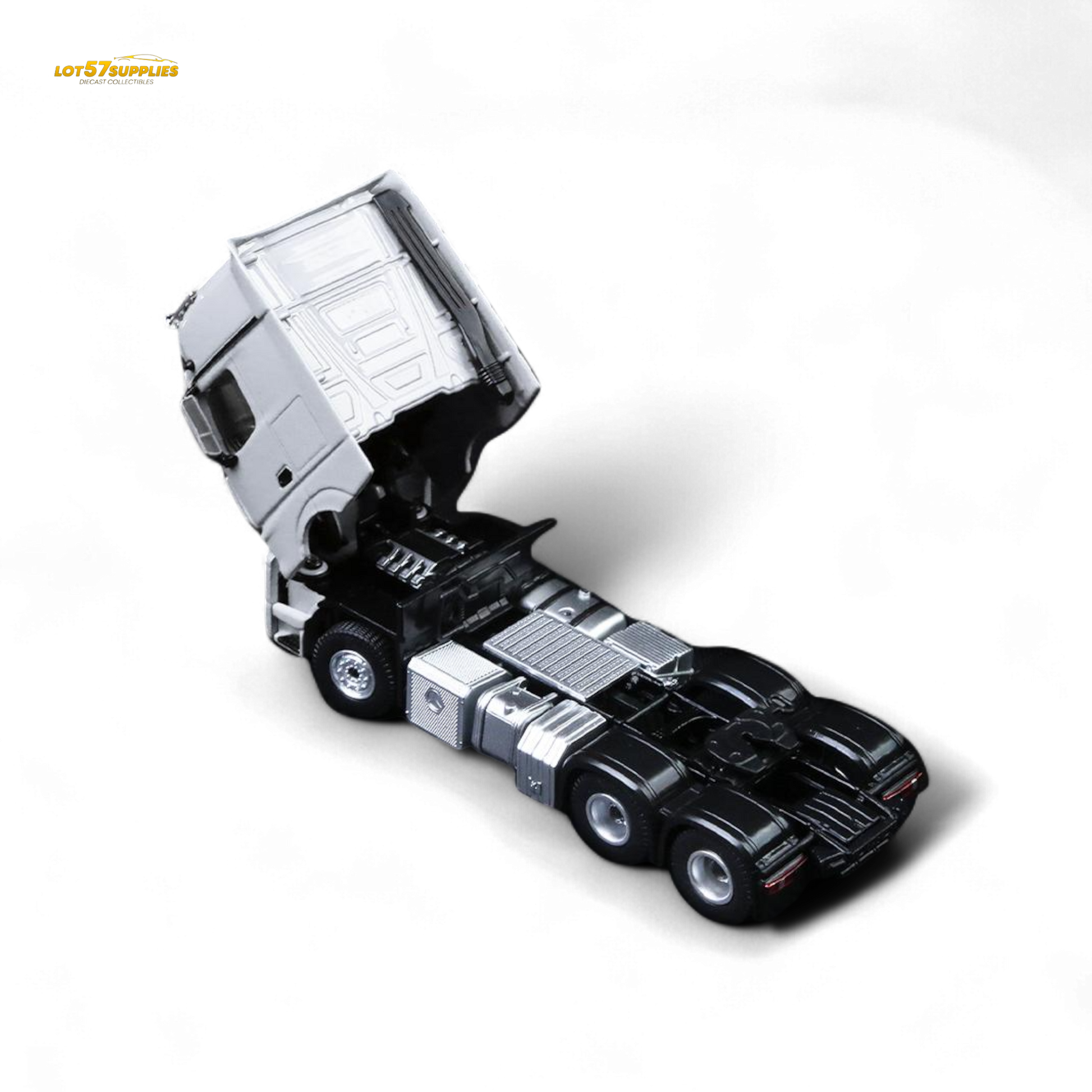 (Pre-Order) TimeMicro & Perka BENZ FLATBED TRANSPORT VEHICLE - White 1/64