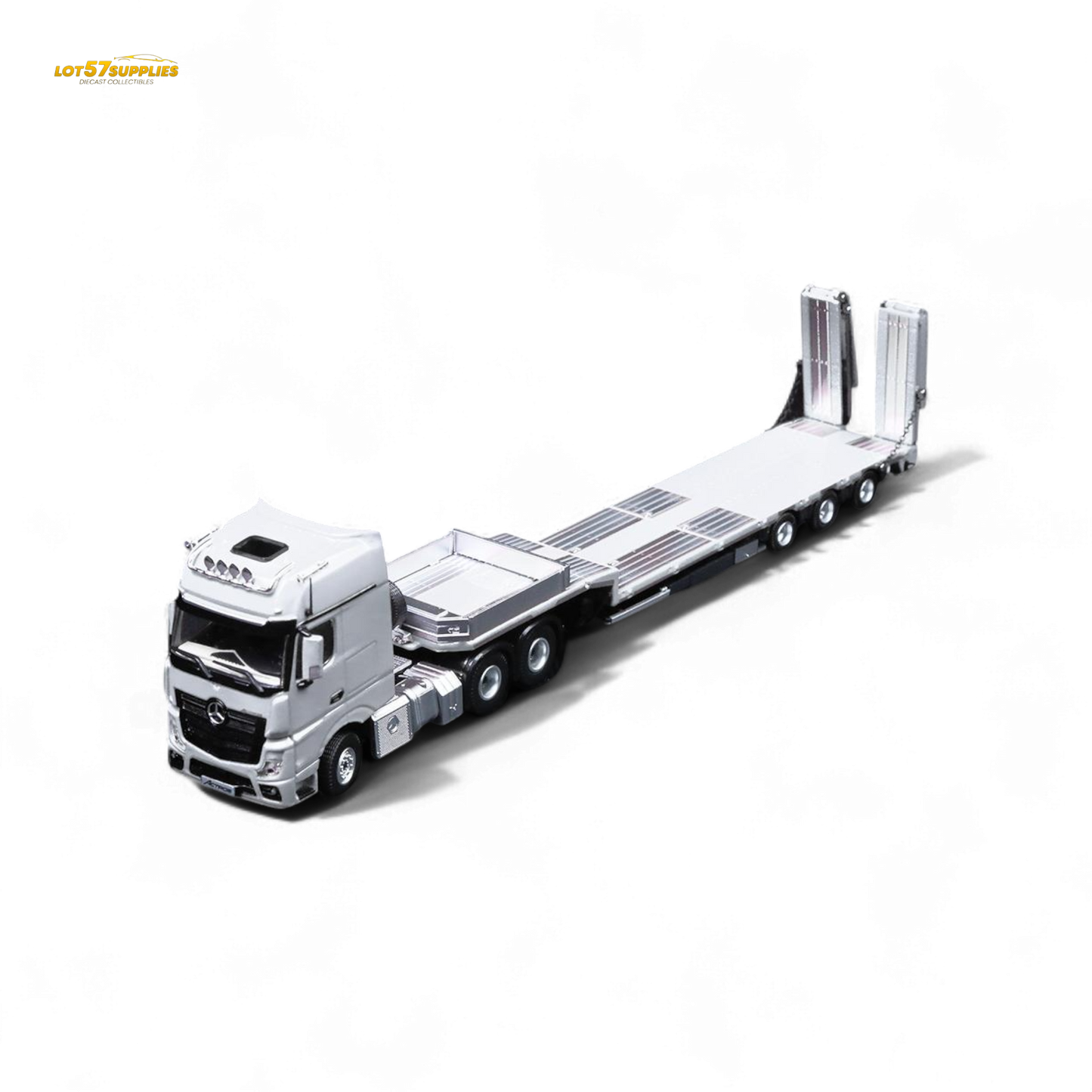 (Pre-Order) TimeMicro & Perka BENZ FLATBED TRANSPORT VEHICLE - White 1/64