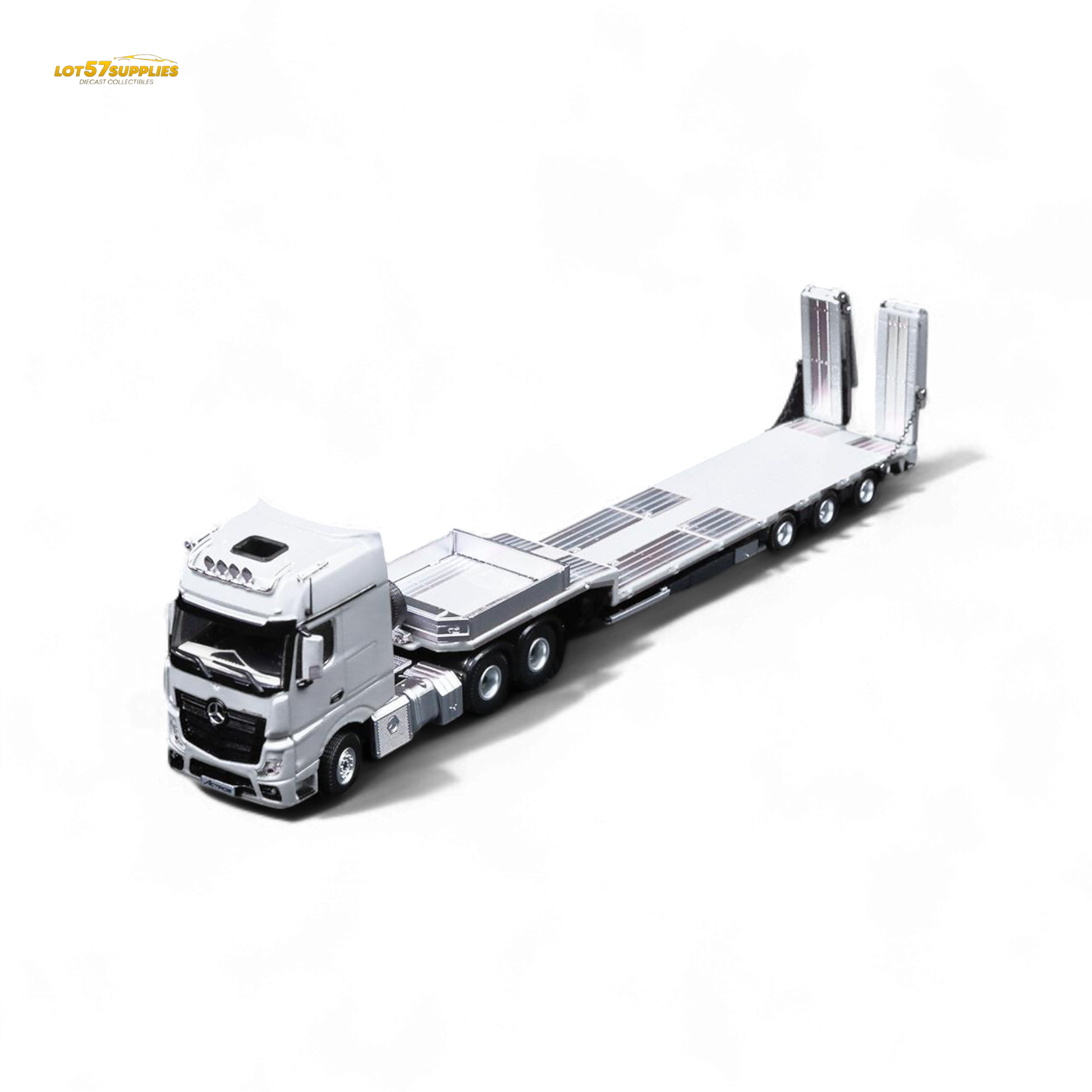 (Pre-Order) TimeMicro & Perka BENZ FLATBED TRANSPORT VEHICLE - White 1/64