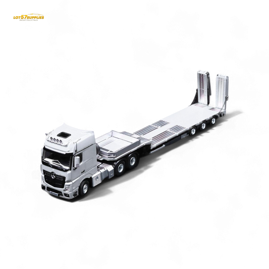 (Pre-Order) TimeMicro & Perka BENZ FLATBED TRANSPORT VEHICLE - White 1/64