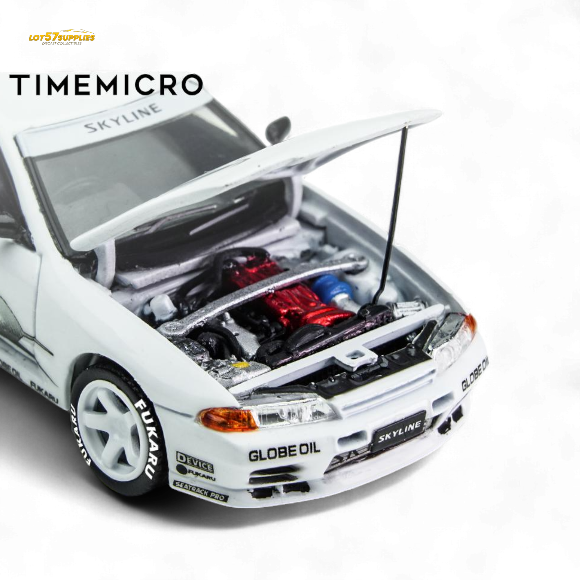(Pre-Order) TimeMicro Skyline GT-R R32 Los Santos Drift - White 1/64 - Collectors World Toys