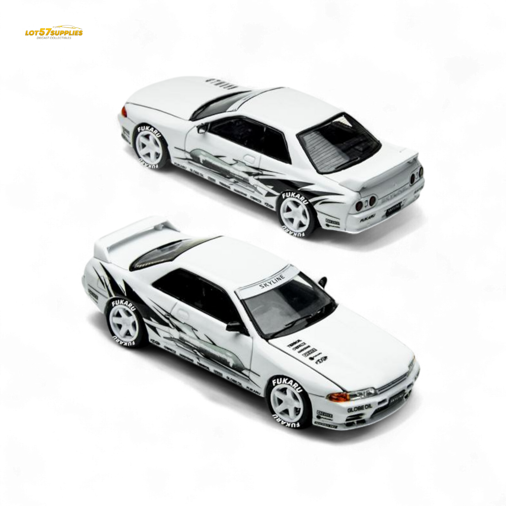 (Pre-Order) TimeMicro Skyline GT-R R32 Los Santos Drift - White 1/64 - Collectors World Toys