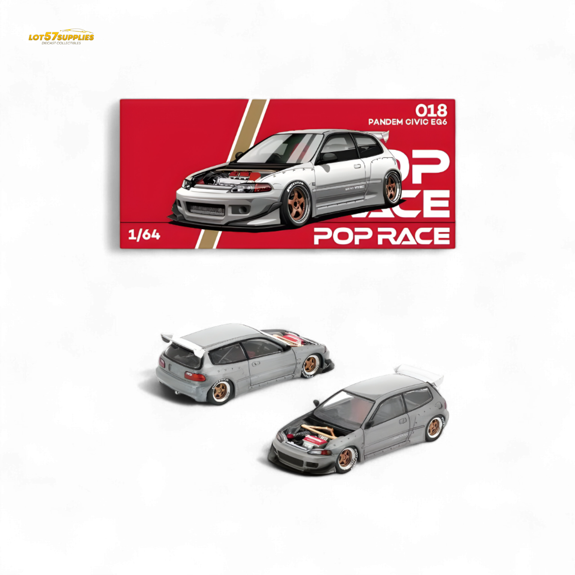 (Pre-Order) Pop Race PANDEM CIVIC EG6 RAW METAL - Raw Metal 1/64