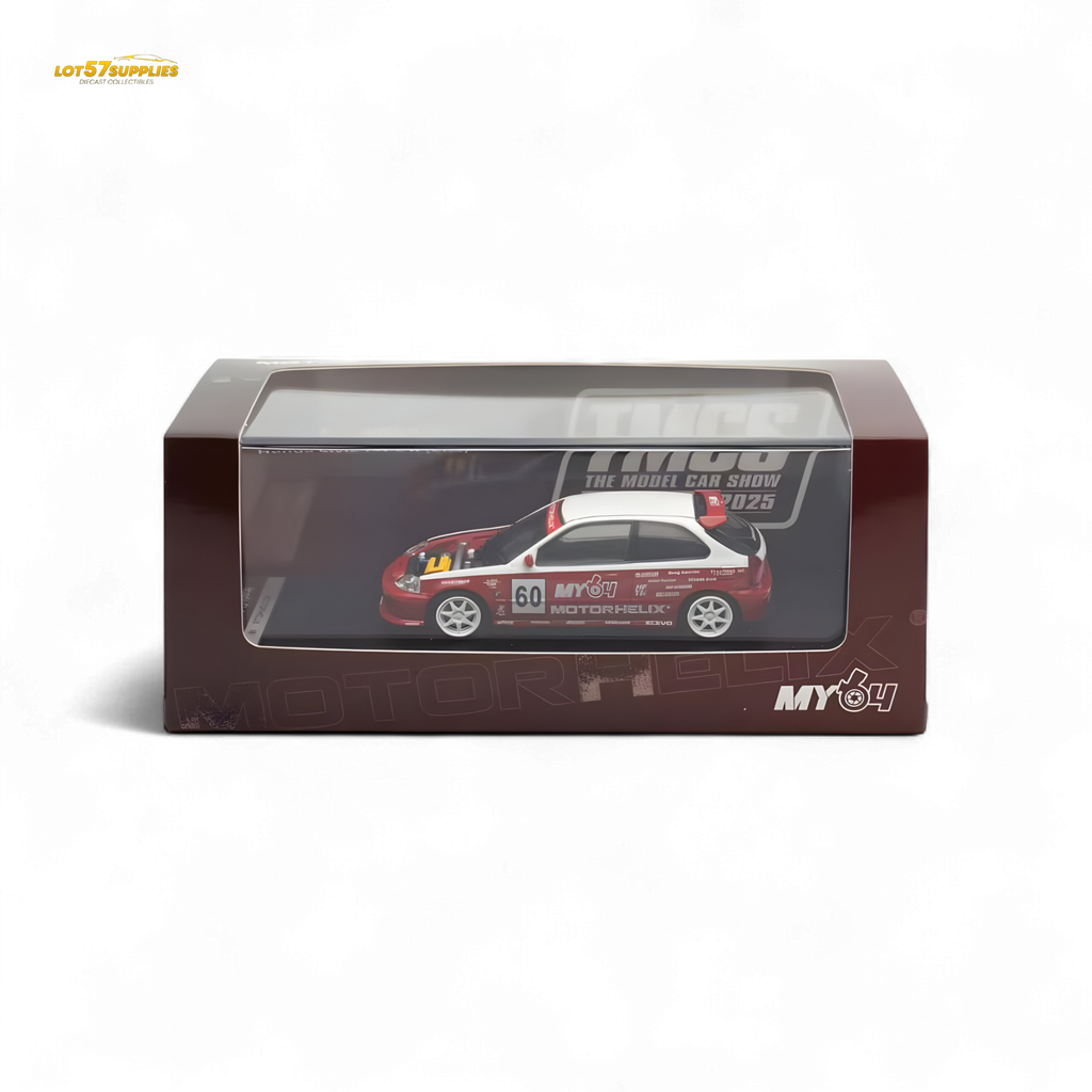 Motorhelix Honda Civic EK9 Malaysia Limited Edition - White - Red 1:64 - Collectors World Toys