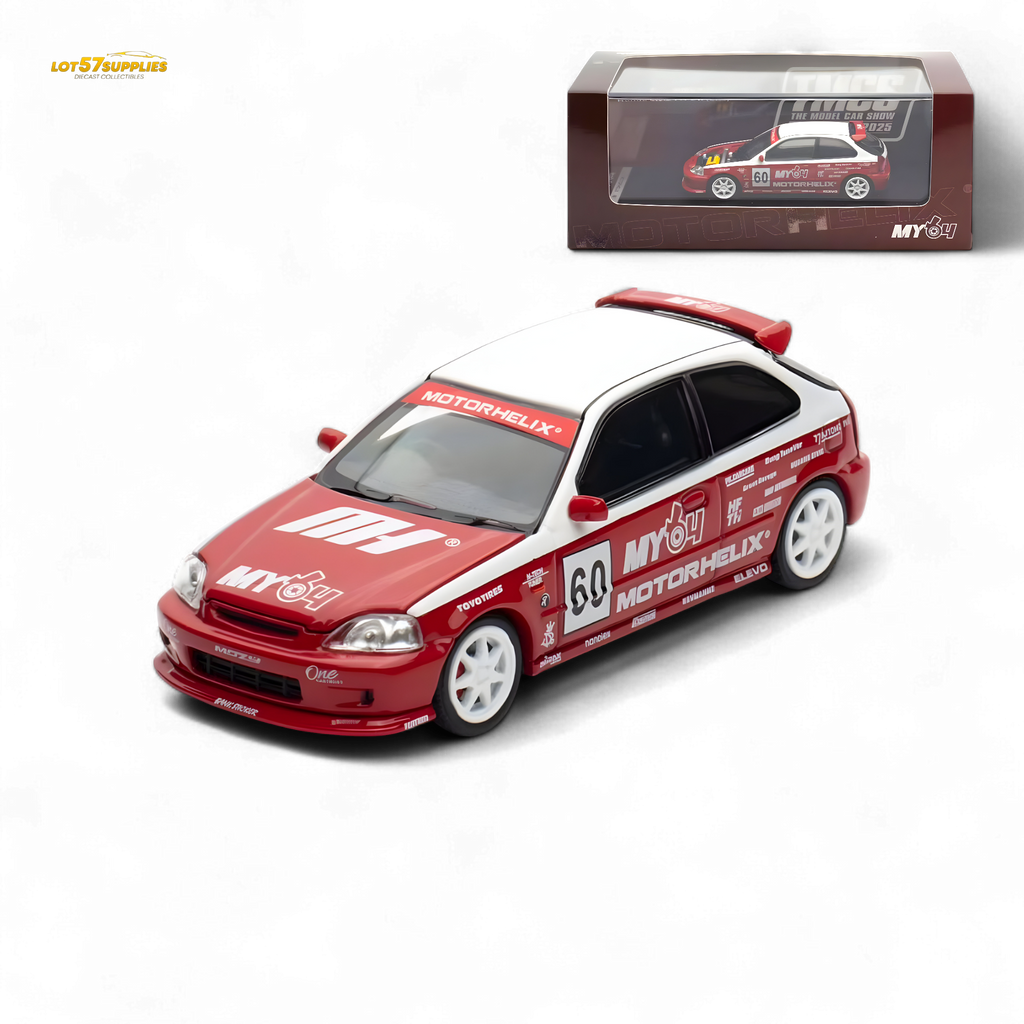Motorhelix Honda Civic EK9 Malaysia Limited Edition - White - Red 1:64 - Collectors World Toys