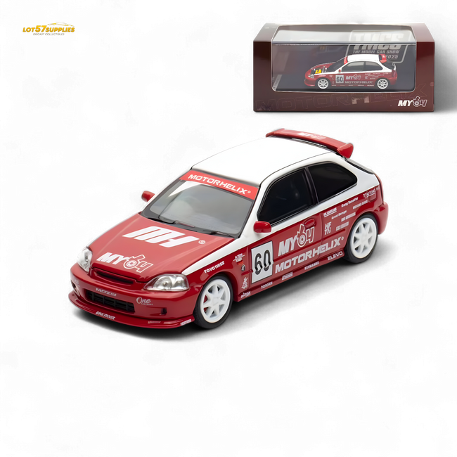 Motorhelix Honda Civic EK9 Malaysia Limited Edition - White - Red 1:64 - Collectors World Toys Hover Image