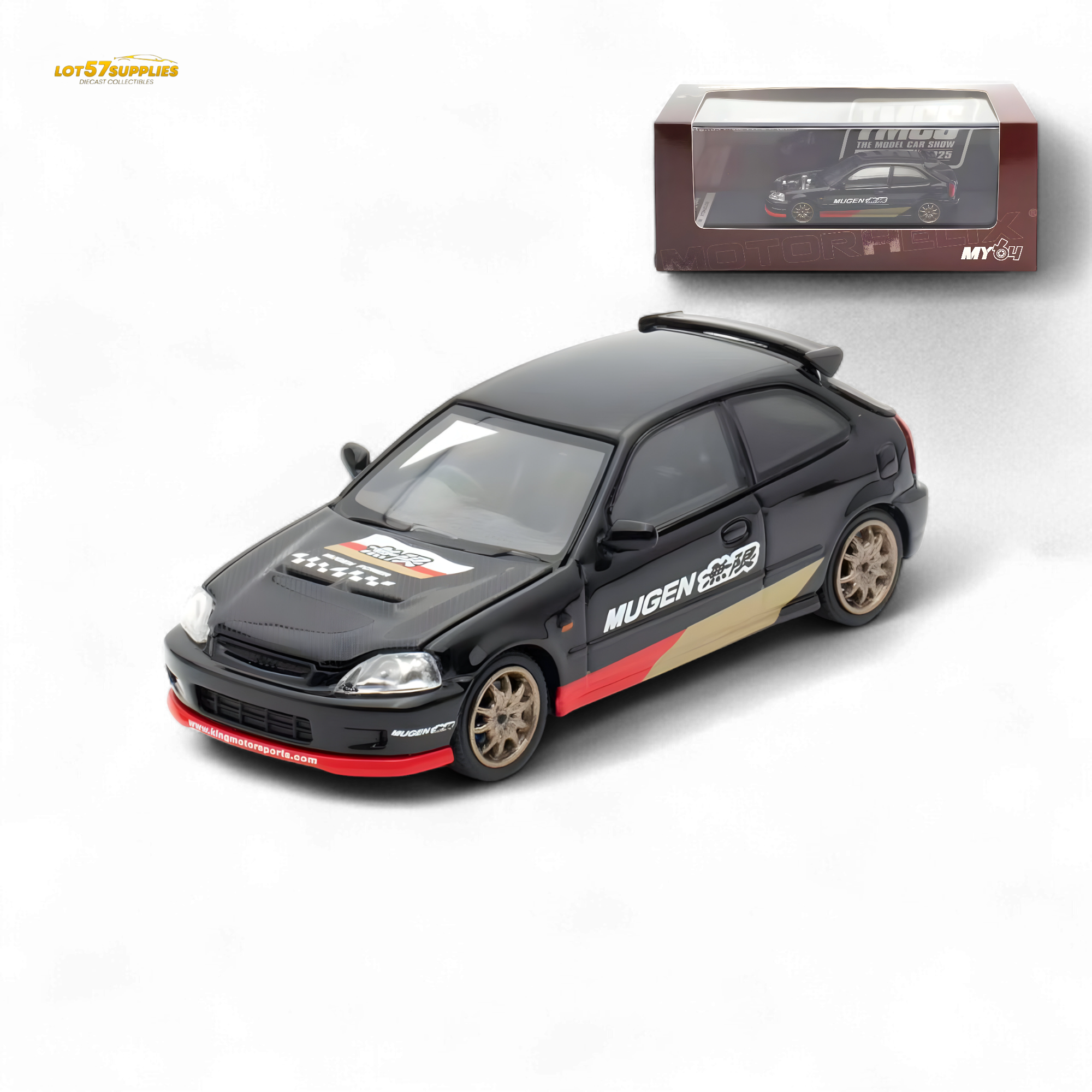 Motorhelix Honda Civic EK9 MUGEN Malaysia Limited Edition - Black 1:64 - Collectors World Toys Main image