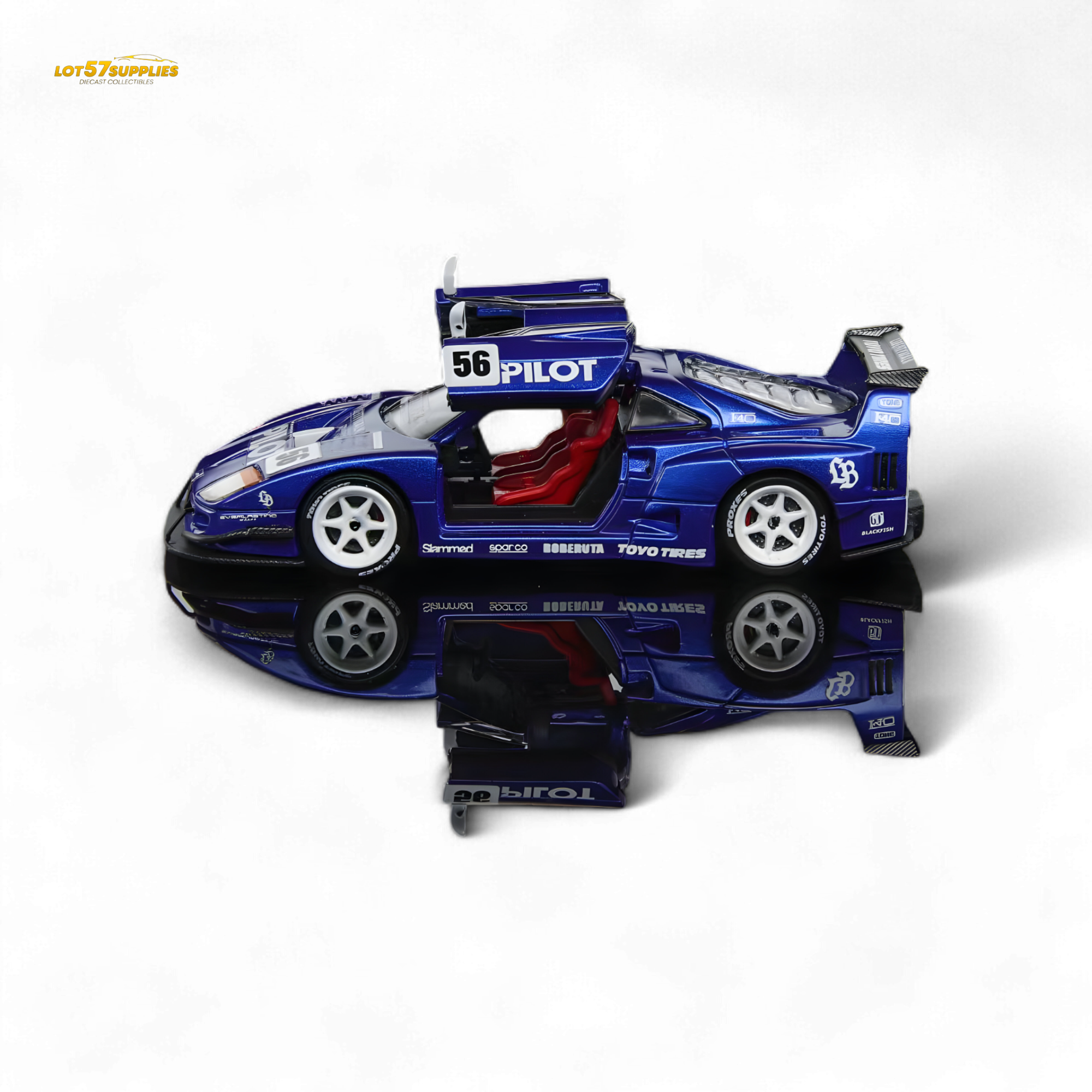 (Pre-Order) Demon King Auto F40 LB-Works Wide-Body Gull Wing Gate Modified - PILOT Livery 1:64 - Collectors World Toys