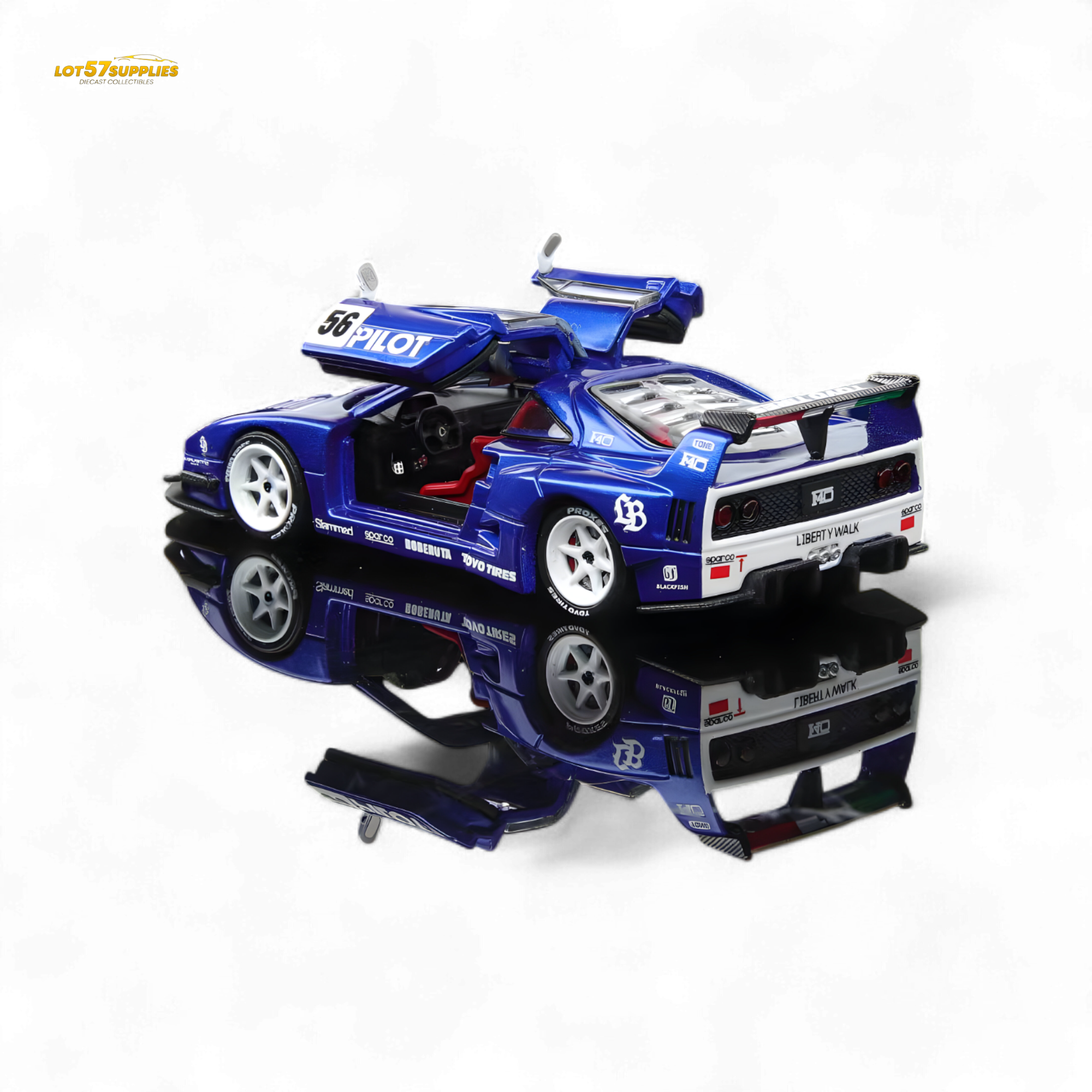 (Pre-Order) Demon King Auto F40 LB-Works Wide-Body Gull Wing Gate Modified - PILOT Livery 1:64 - Collectors World Toys