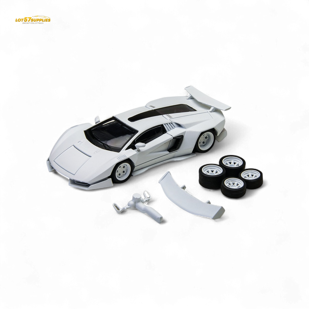 TimeMicro × PSC DESIGN 1/64 Countach V Ver. Mechanic PSC - White 1:64 - Collectors World Toys