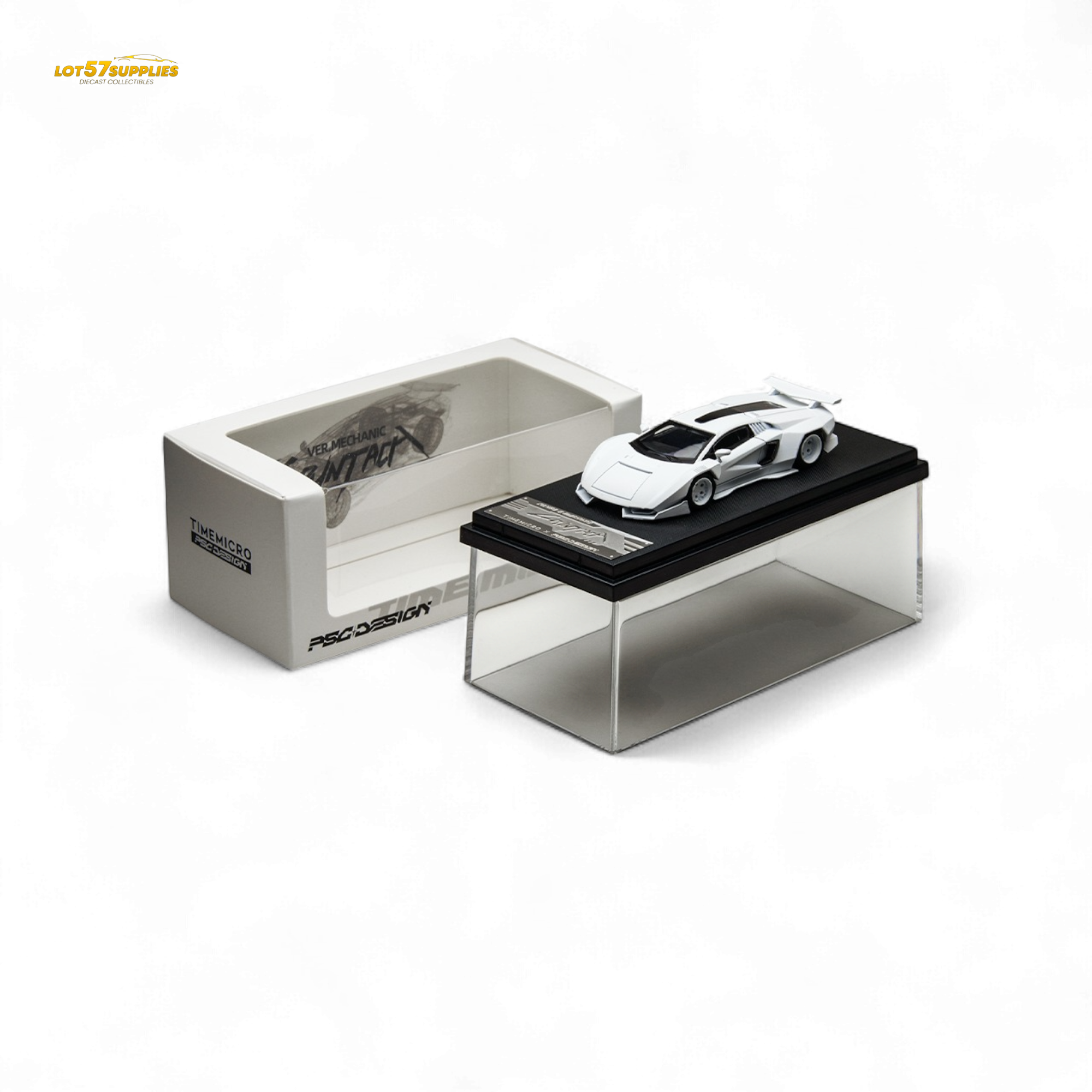 TimeMicro × PSC DESIGN 1/64 Countach V Ver. Mechanic PSC - White 1:64 - Collectors World Toys