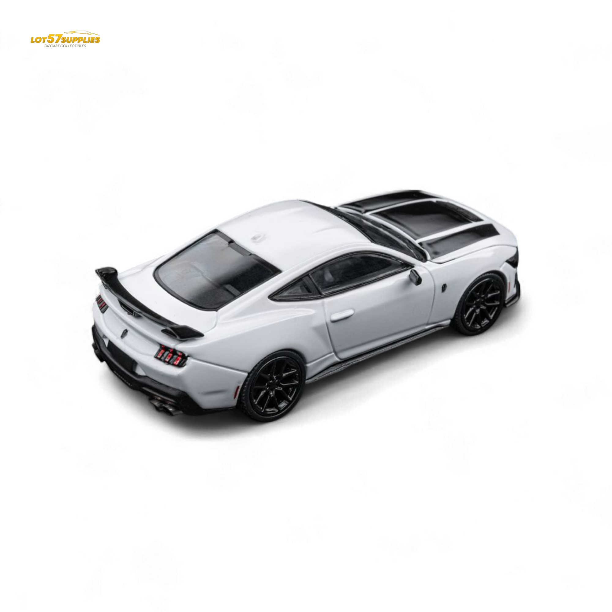 (Pre-Order) DCM Mustang Dark Horse - Crystal White - Black Wheels 1:64 - Collectors World Toys