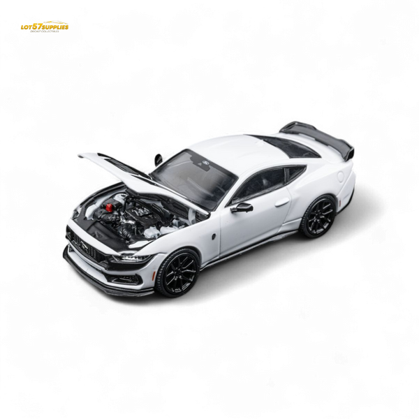 (Pre-Order) DCM Mustang Dark Horse - Crystal White - Black Wheels 1:64