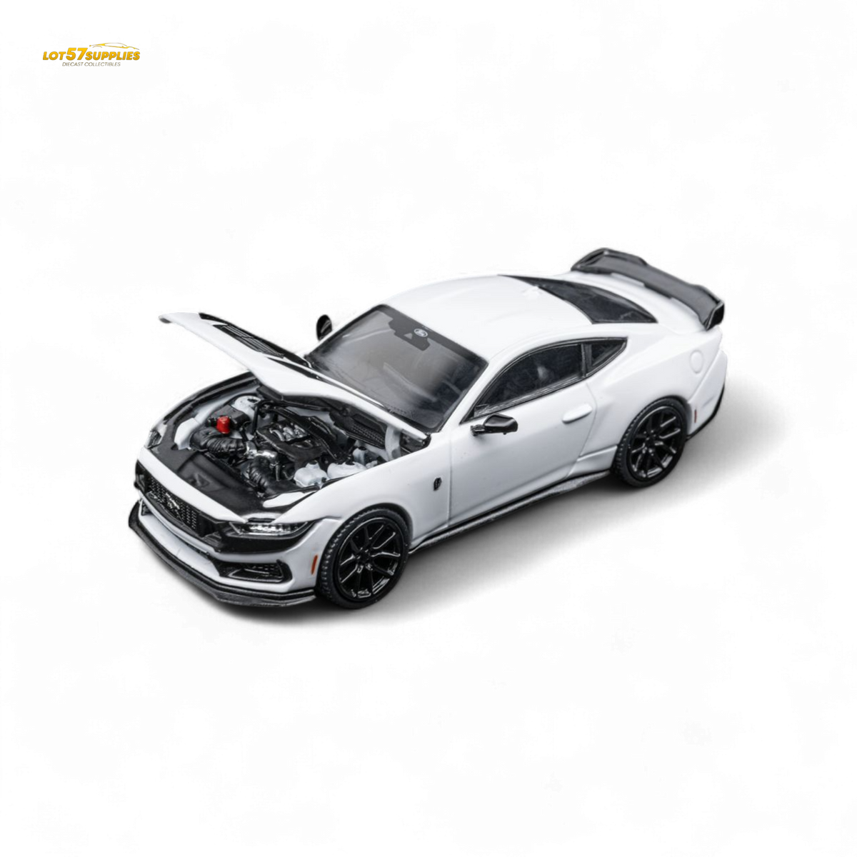 (Pre-Order) DCM Mustang Dark Horse - Crystal White - Black Wheels 1:64