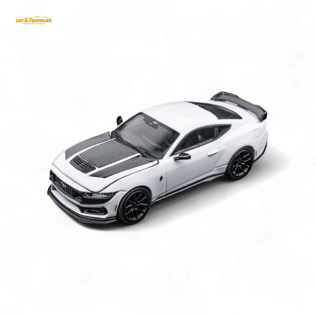 (Pre-Order) DCM Mustang Dark Horse - Crystal White - Black Wheels 1:64 - Collectors World Toys