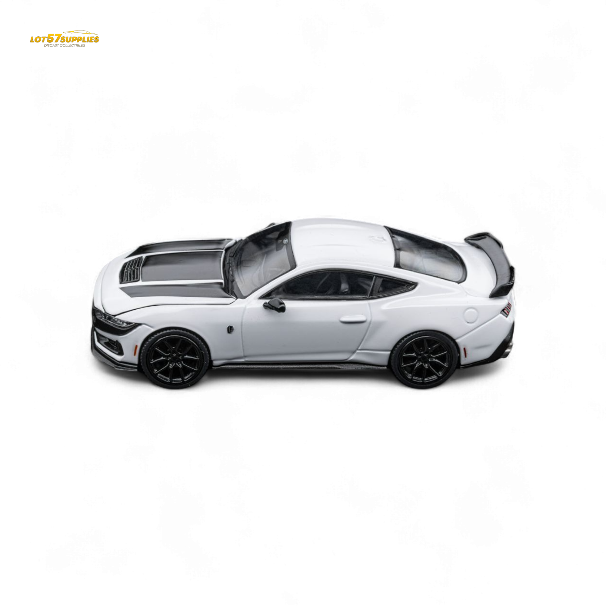 (Pre-Order) DCM Mustang Dark Horse - Crystal White - Black Wheels 1:64 - Collectors World Toys