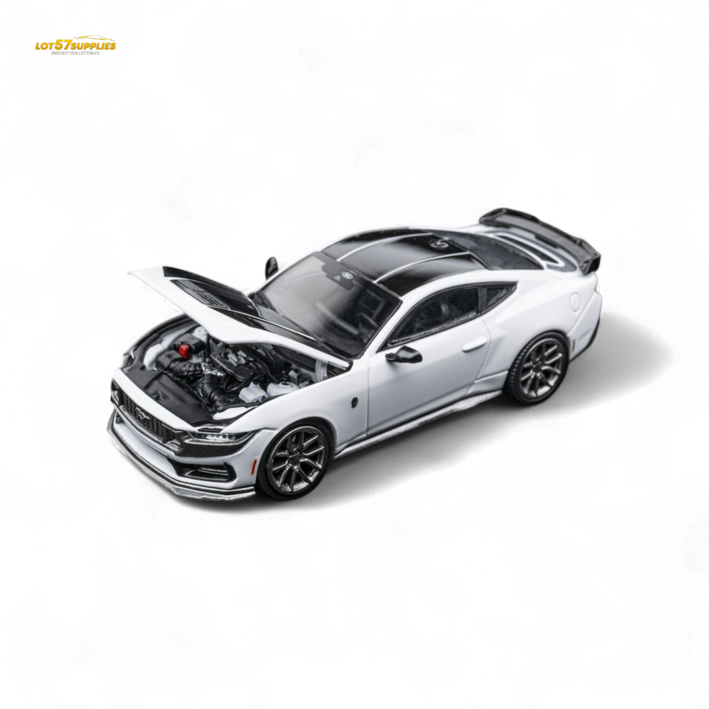 (Pre-Order) DCM Mustang Dark Horse - Crystal White - Titanium Wheels 1:64 - Collectors World Toys