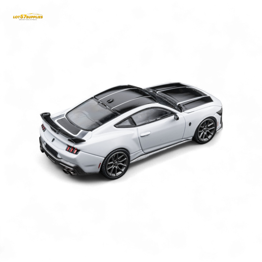 (Pre-Order) DCM Mustang Dark Horse - Crystal White - Titanium Wheels 1:64 - Collectors World Toys