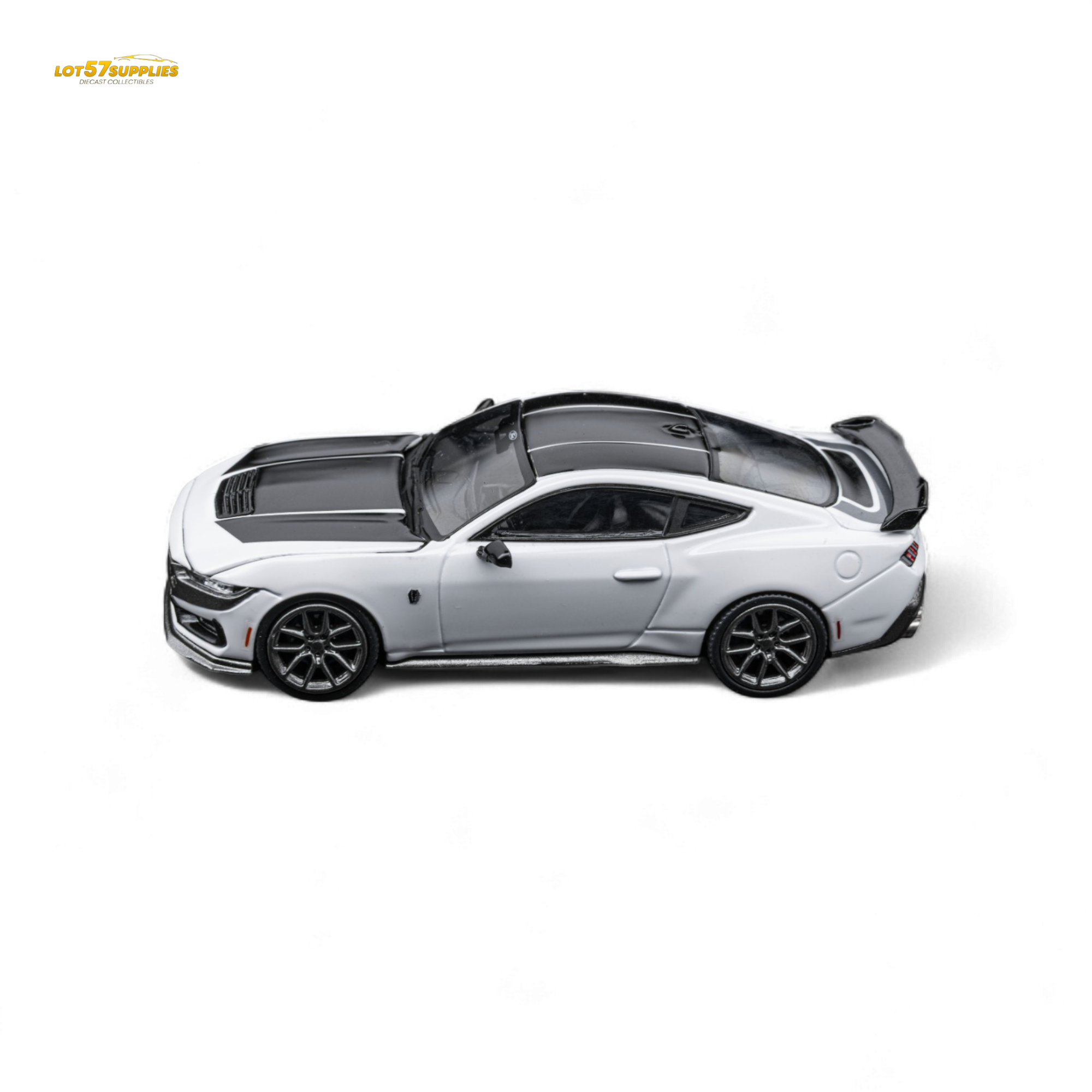 (Pre-Order) DCM Mustang Dark Horse - Crystal White - Titanium Wheels 1:64 - Collectors World Toys