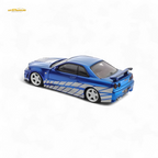Fast Speed Skyline GT-R R34 Nismo Z-Tune - Blue with Silver Stripes 1:64
