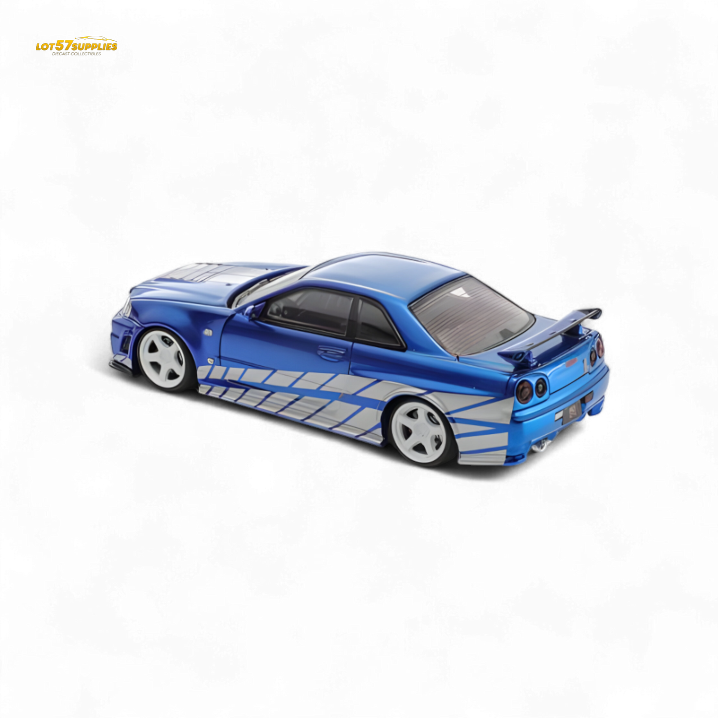 Fast Speed Skyline GT-R R34 Nismo Z-Tune - Blue with Silver Stripes 1:64