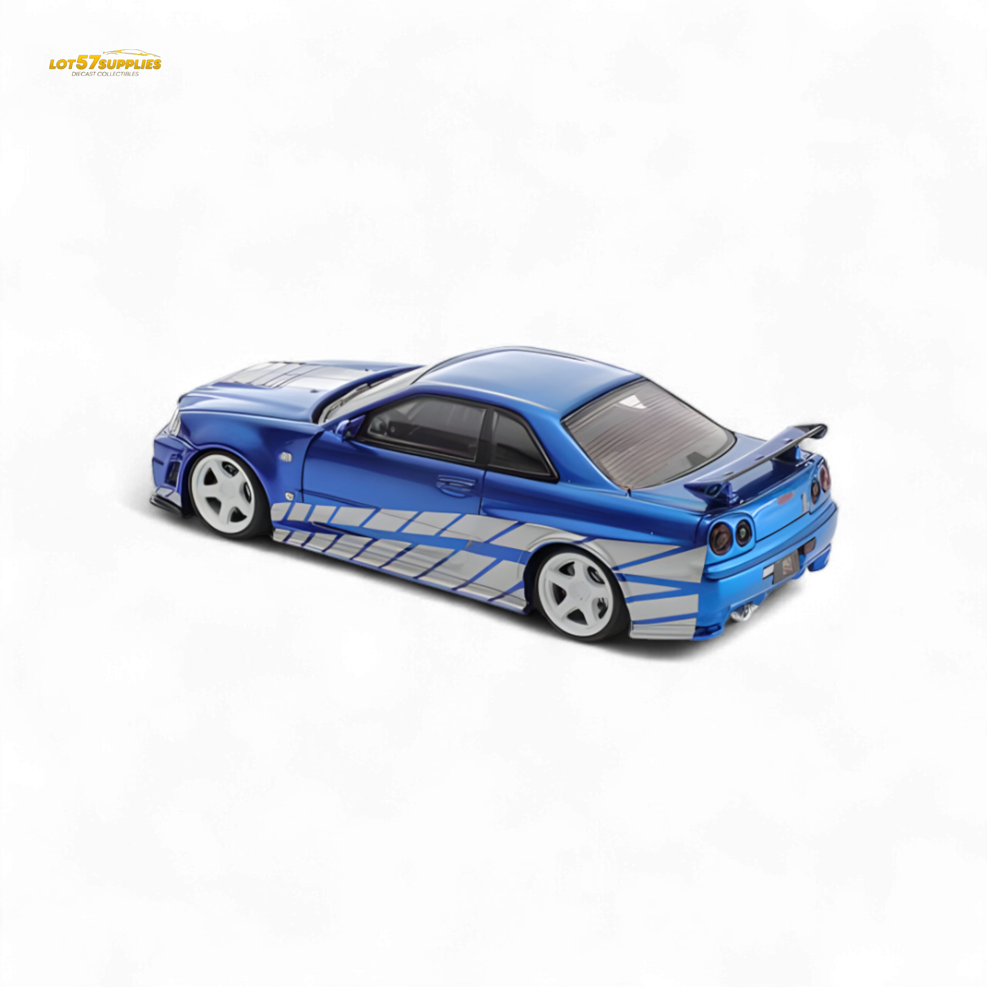 Fast Speed Skyline GT-R R34 Nismo Z-Tune - Blue with Silver Stripes 1:64