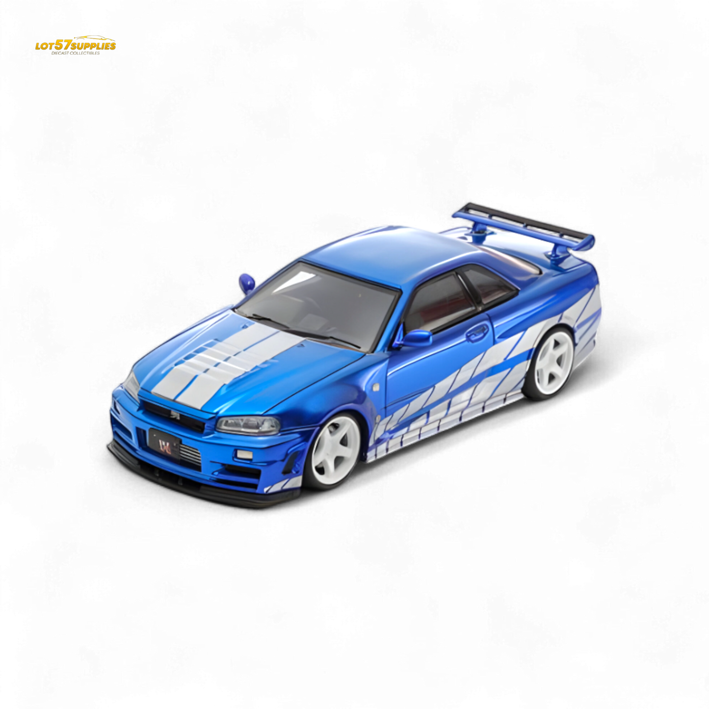 Fast Speed Skyline GT-R R34 Nismo Z-Tune - Blue with Silver Stripes 1:64