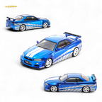 Fast Speed Skyline GT-R R34 Nismo Z-Tune - Blue with Silver Stripes 1:64
