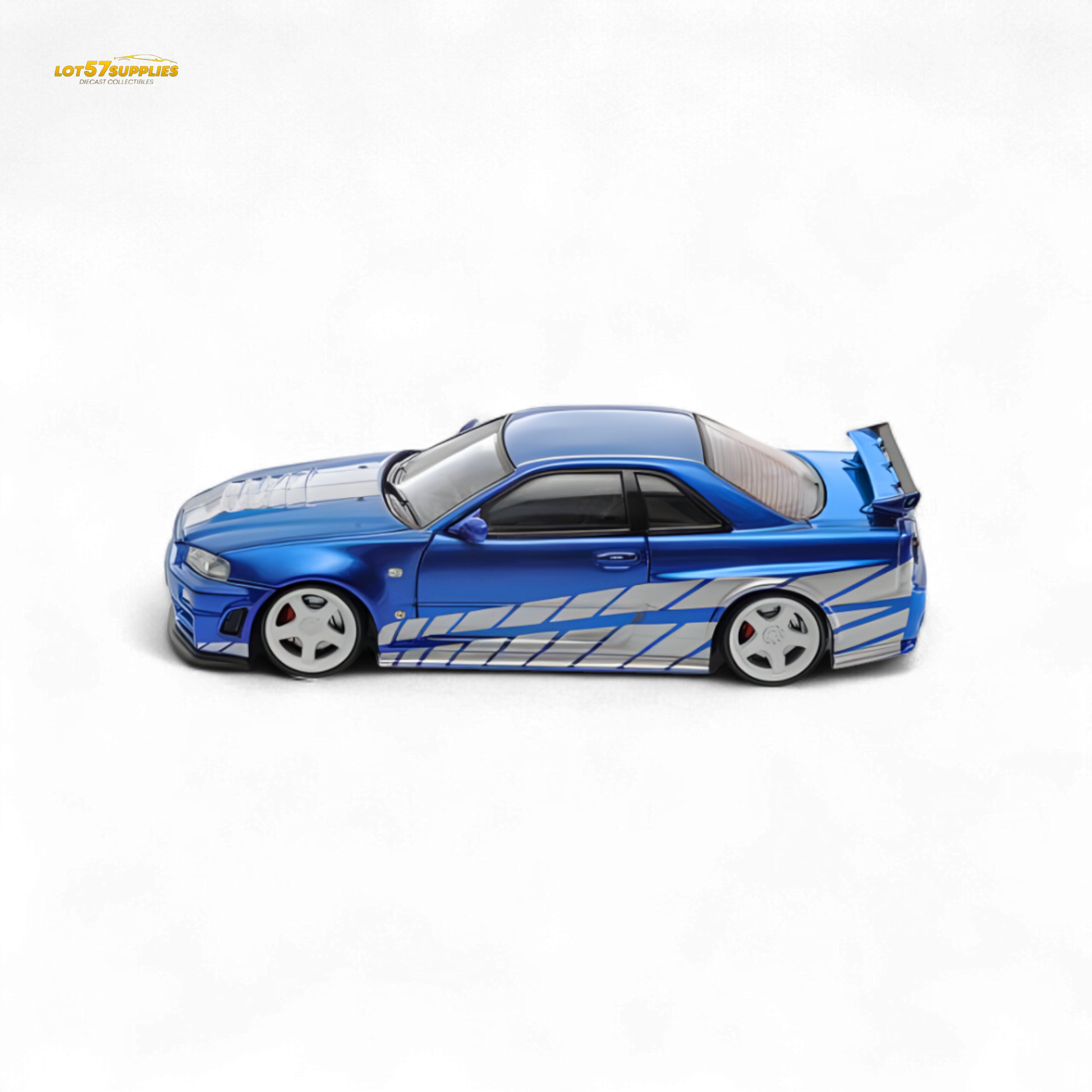 Fast Speed Skyline GT-R R34 Nismo Z-Tune - Blue with Silver Stripes 1:64