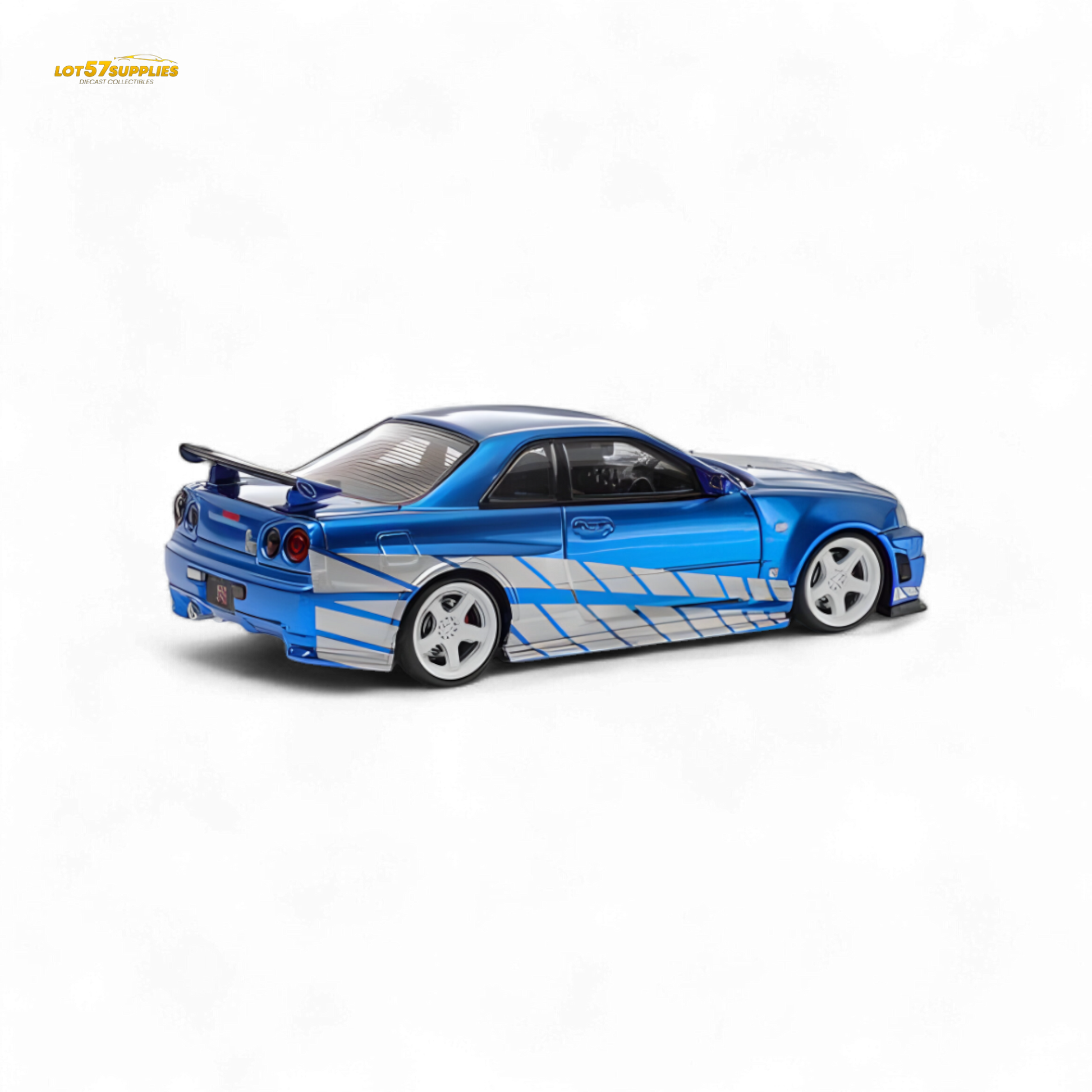 Fast Speed Skyline GT-R R34 Nismo Z-Tune - Blue with Silver Stripes 1:64
