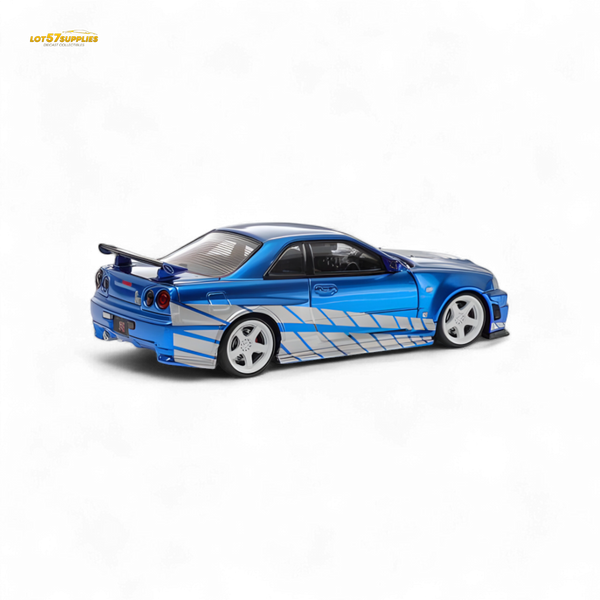 Fast Speed Skyline GT-R R34 Nismo Z-Tune - Blue with Silver Stripes 1:64