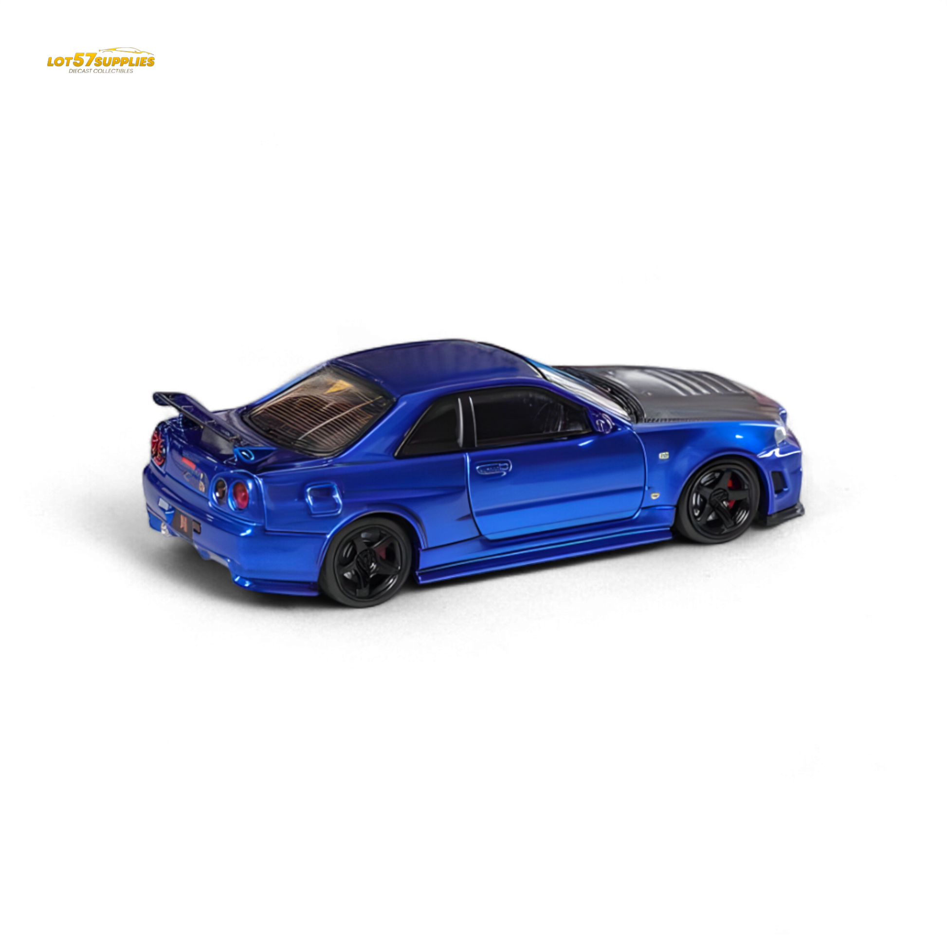 Fuji Skyline R34 GT-R Nismo Z-Tune - Bayside Blue with Carbon Hood 1:64