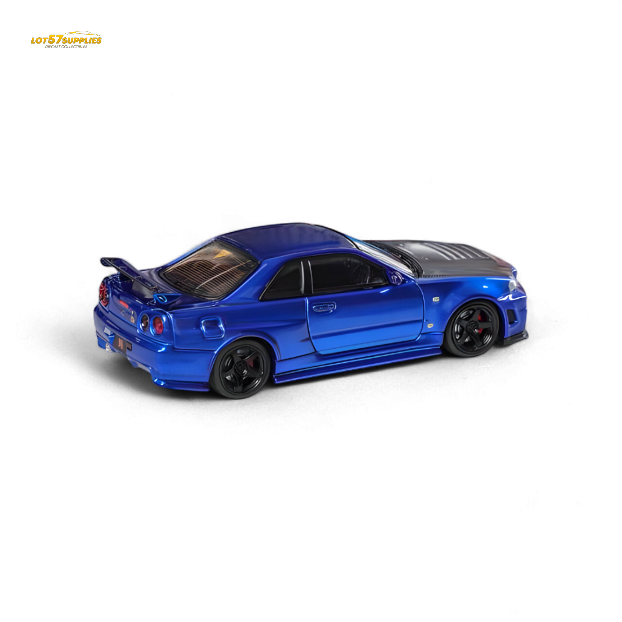 Fuji Skyline R34 GT-R Nismo Z-Tune - Bayside Blue with Carbon Hood 1:64